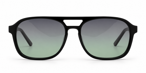 SET 02 — Monday sunglasses in Black with gradient green lenses, front view