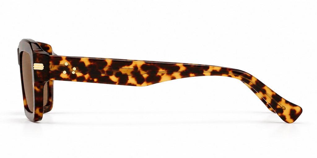 SET 03 — Motel sunglasses in Tortoiseshell with brown lenses, side view