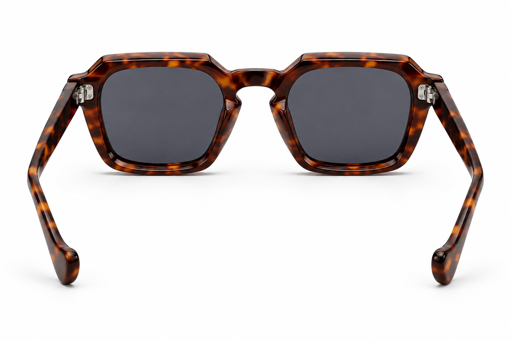 SET 01 — Checkout sunglasses in Tortoiseshell with grey lenses, back view