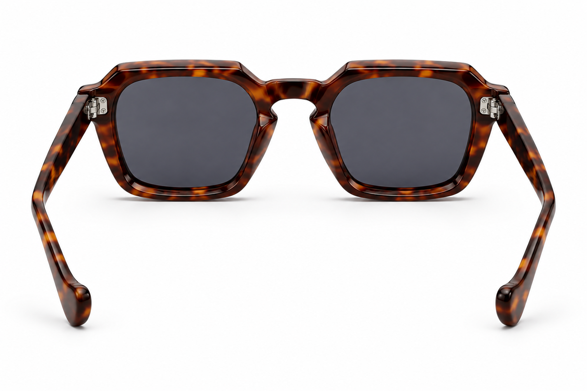 SET 01 — Checkout sunglasses in Tortoiseshell with grey lenses, back view