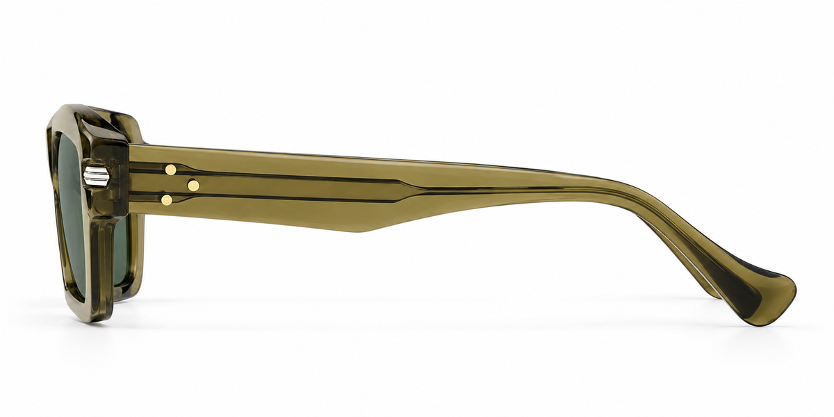 SET 03 — Motel sunglasses in Green with green lenses, side view
