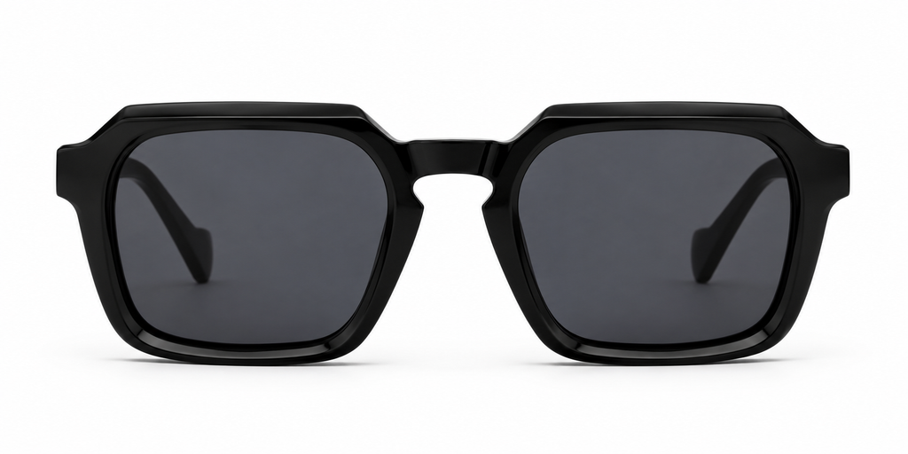 SET 01 — Checkout sunglasses in Black with grey lenses, front view