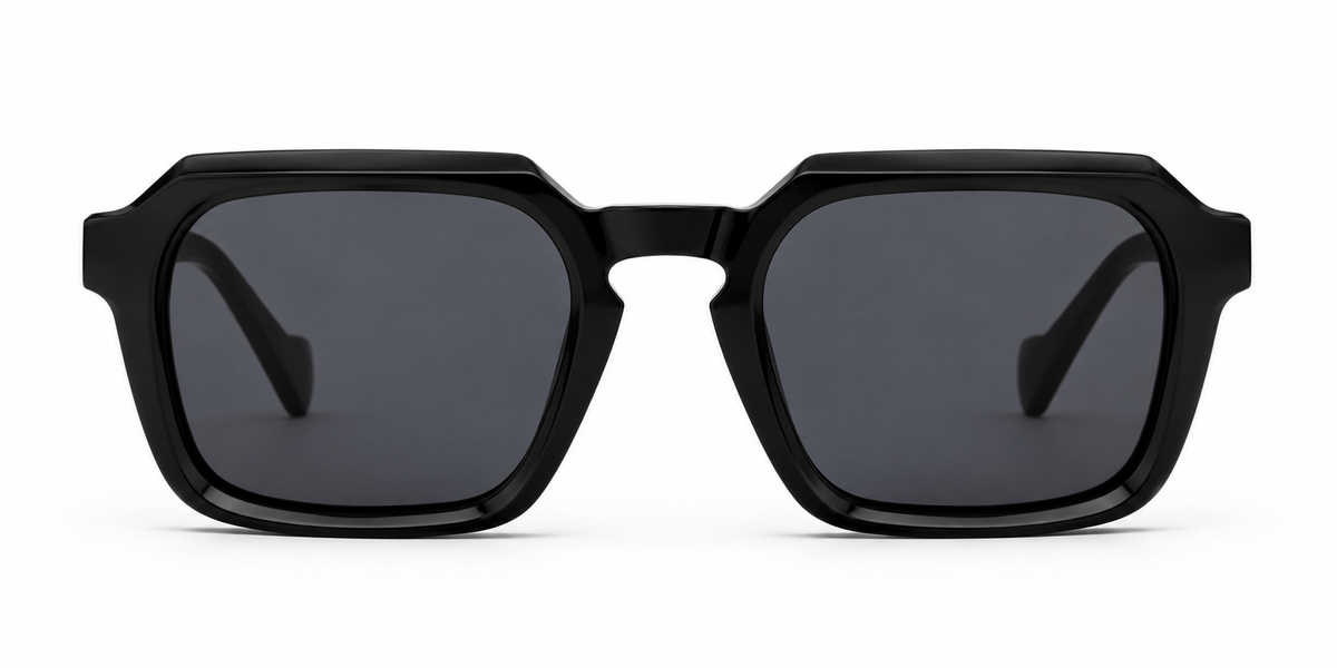 SET 01 — Checkout sunglasses in Black with grey lenses, front view