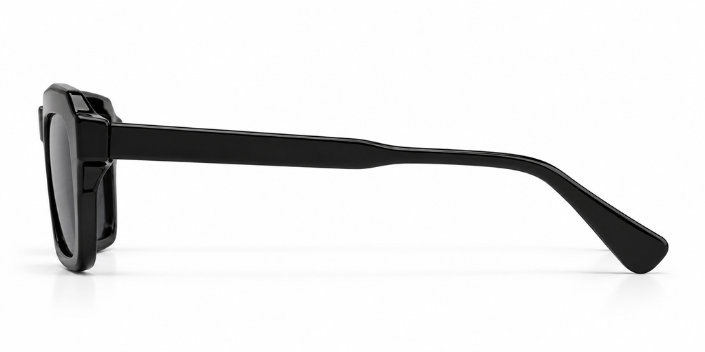 SET 04 — Picnic sunglasses in Black with grey lenses, side view
