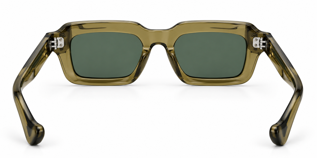SET 03 — Motel sunglasses in Green with green lenses, back view
