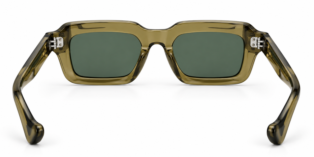 SET 03 — Motel sunglasses in Green with green lenses, back view