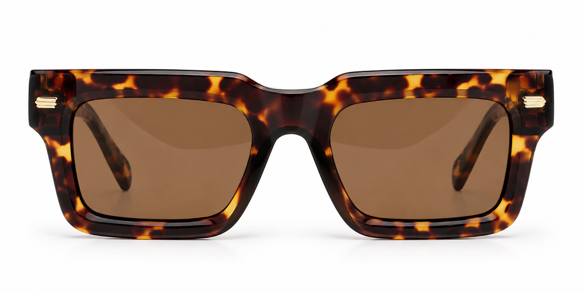 SET 03 — Motel sunglasses in Tortoiseshell with brown lenses, front view
