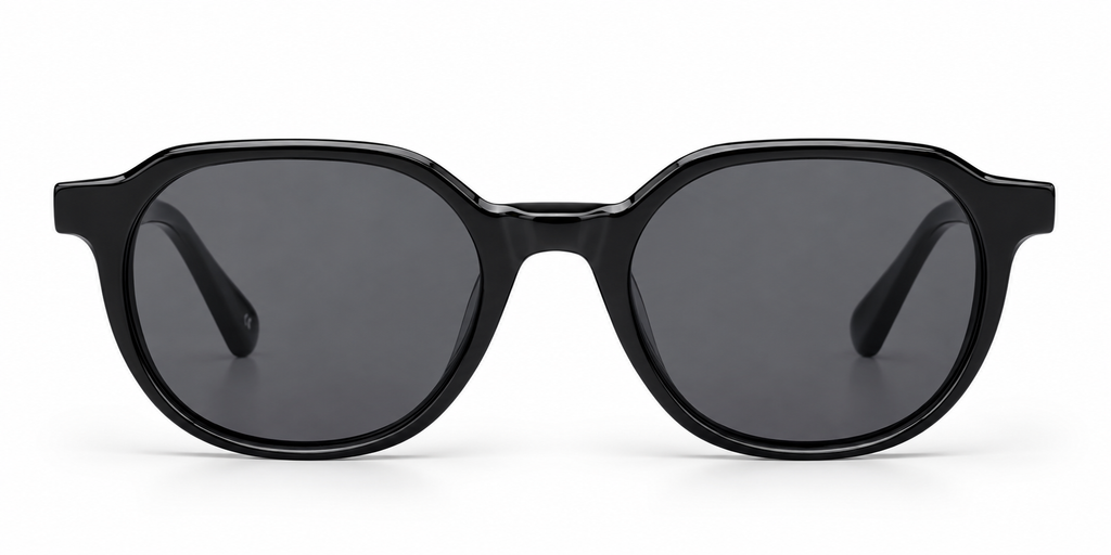 SET 04 — Picnic sunglasses in Black with grey lenses, front view