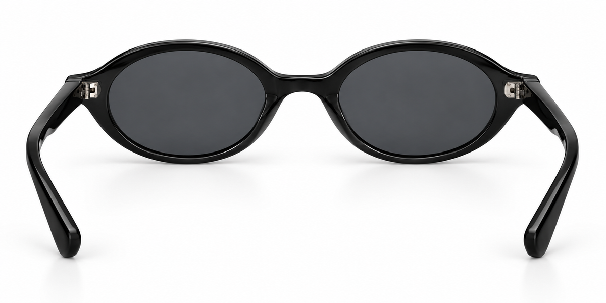SET 05 — Plus One sunglasses in Black with grey lenses, back view