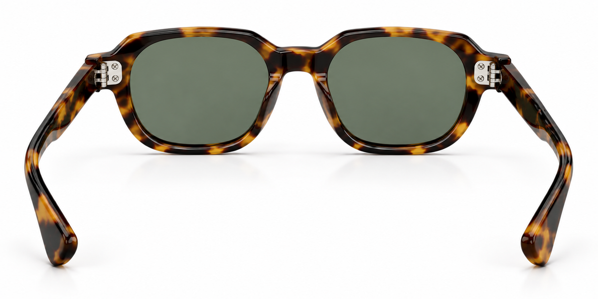 SET 04 — Picnic sunglasses in Tortoiseshell with green lenses, back view