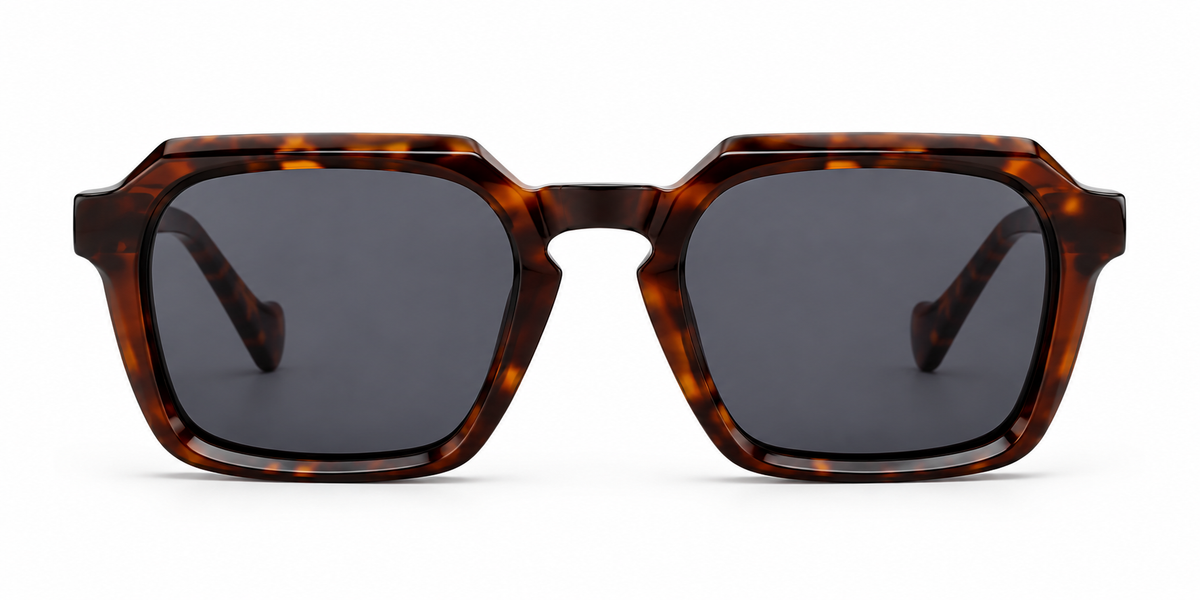 SET 01 — Checkout sunglasses in Tortoiseshell with grey lenses, front view