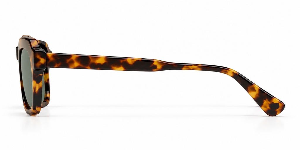 SET 04 — Picnic sunglasses in Tortoiseshell with green lenses, side view